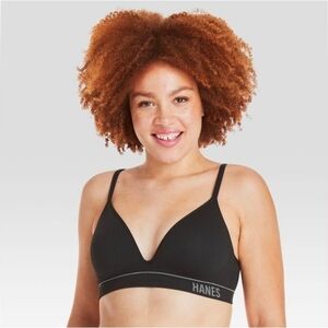 Hanes Original Womens Ribbed Seamless Contour Bra Lightly Lined Adjustable Strap